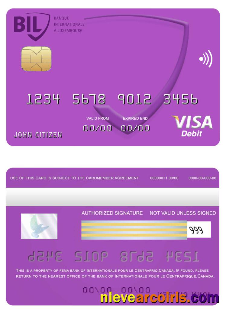 Canada Internationale pour le Centrafrique bank visa card